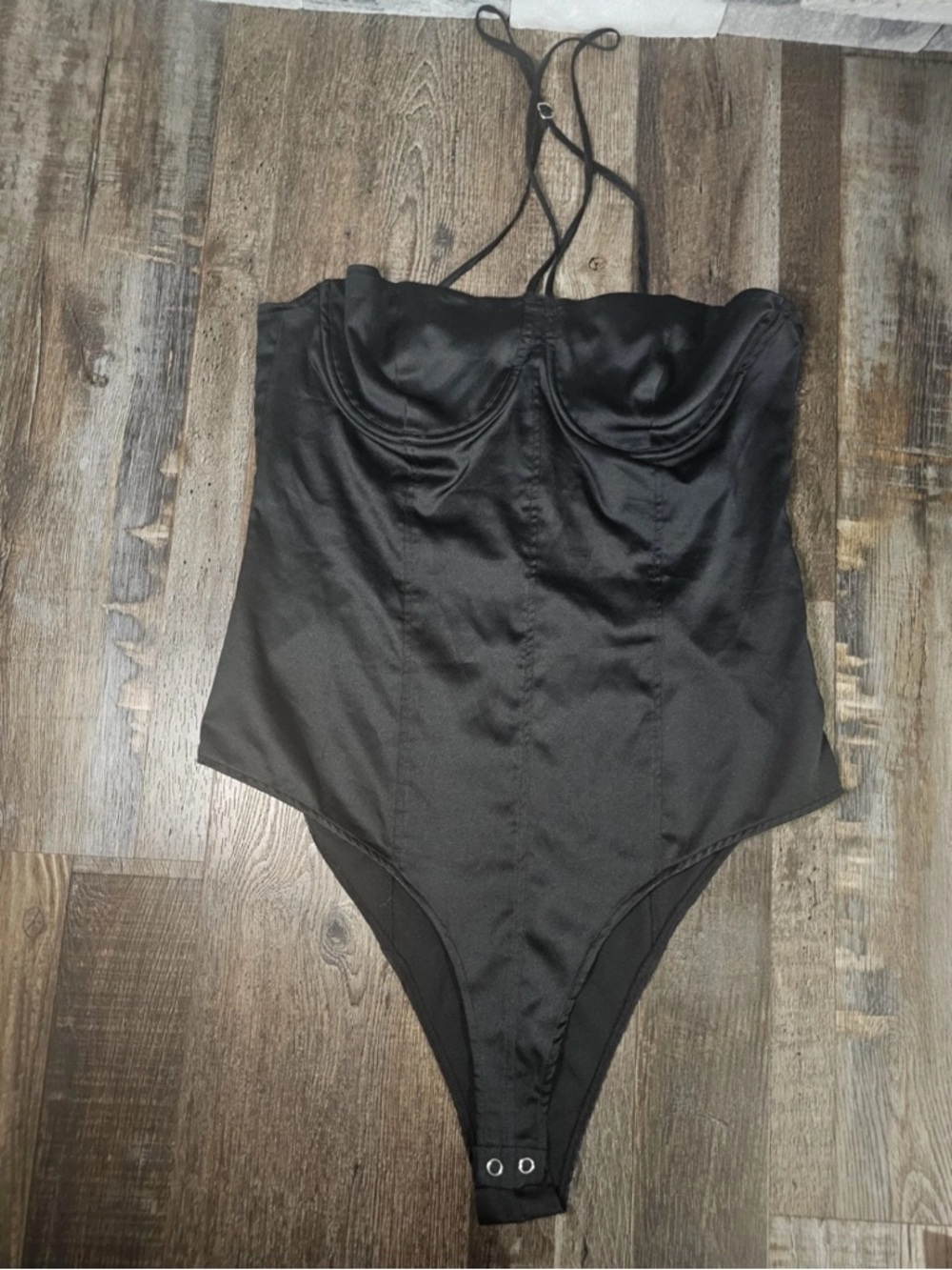 Zara Black Satin Bustier Top with Thin Straps Medium